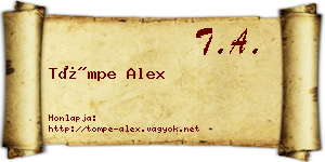 Tömpe Alex névjegykártya