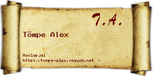 Tömpe Alex névjegykártya